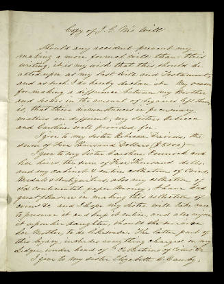 D2006-CMD-1045, (2) 19th-century copy of Jacob Giles Morris' last will and testament

