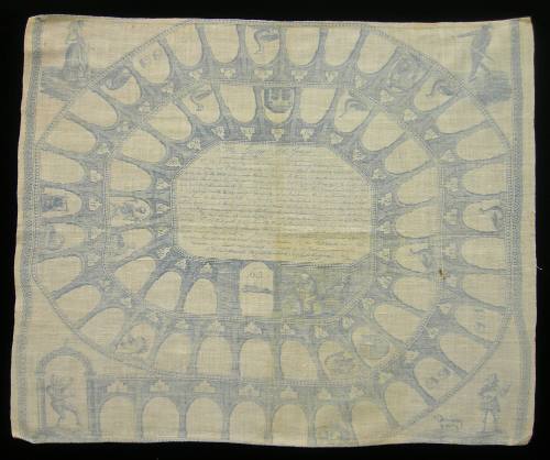2009 Record shot by L. Baumgarten. Handkerchief, "The Game of the Goose"