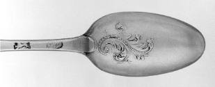 C70-1186. Spoon, marks and detail of bowl.