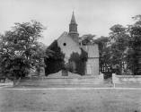 This is a c.1906 photo showing the window before its removal from the east end of Bruton Parish…