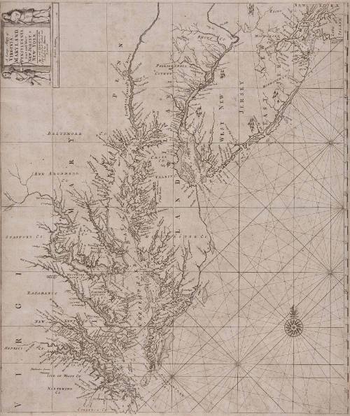 A Large Mapp of VIRGINIA, MARYLAND, PENSYLVANIA, East and West NEW JERSEY, & NEW YORK...