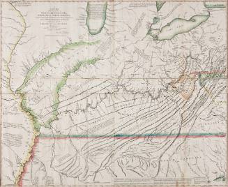 A/ NEW MAP/ of the Western Parts of/ VIRGINIA, PENNSYLVANIA,/ MARYLAND and NORTH CAROLINA;/ Comprehending the RIVER OHIO, and all the Rivers, which fall into it;/ Part of the RIVER MISSISSIPPI, the Whole of the/ ILLINOIS RIVER,/ LAKE ERIE...
